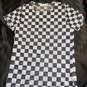 Black and White Checkered Mesh Top